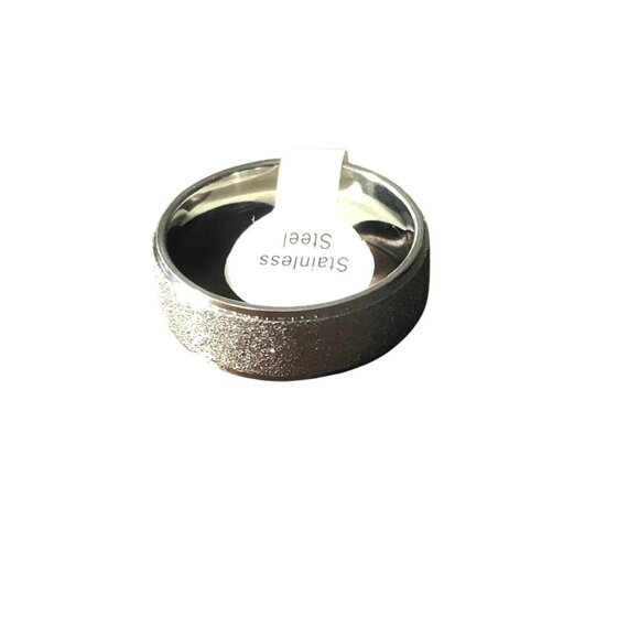 Matte Sliver Stainless Steel Ring Unisex With Subtle Glitter Finish Comfortable - Picture 3 of 6